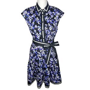 Kate Spade New York Womens Shirt Dress Fit Flare Pockets Purple Hydrangea Sz M